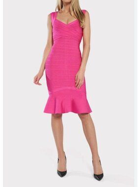Herve Leger Sweetheart flare bandage dress Pink NWT - Size XS